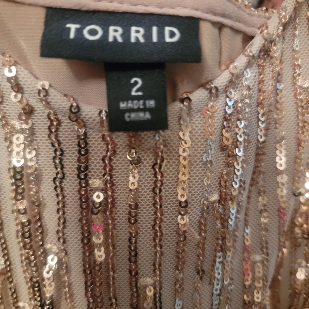 torrid Sequin Fringe Dress in Rose Gold Tones - Picture 4 of 10